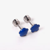 12 pairs steel/plum color mix stud earrings
