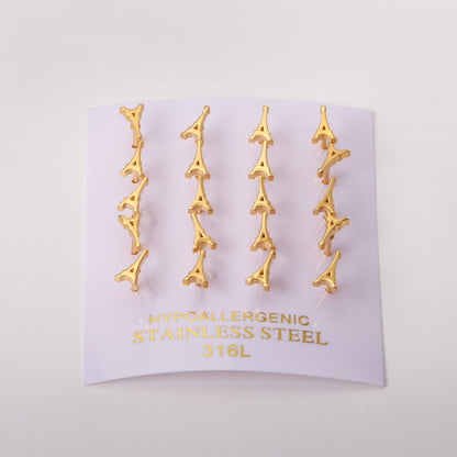 12 pairs Gold Color Cutout Screwback Earrings without Diamonds asonjewelry