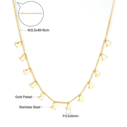 0.3 Side chain 40+5cm welded 12pcs 3.5*5mm foot necklaces in glossy color asonjewelry