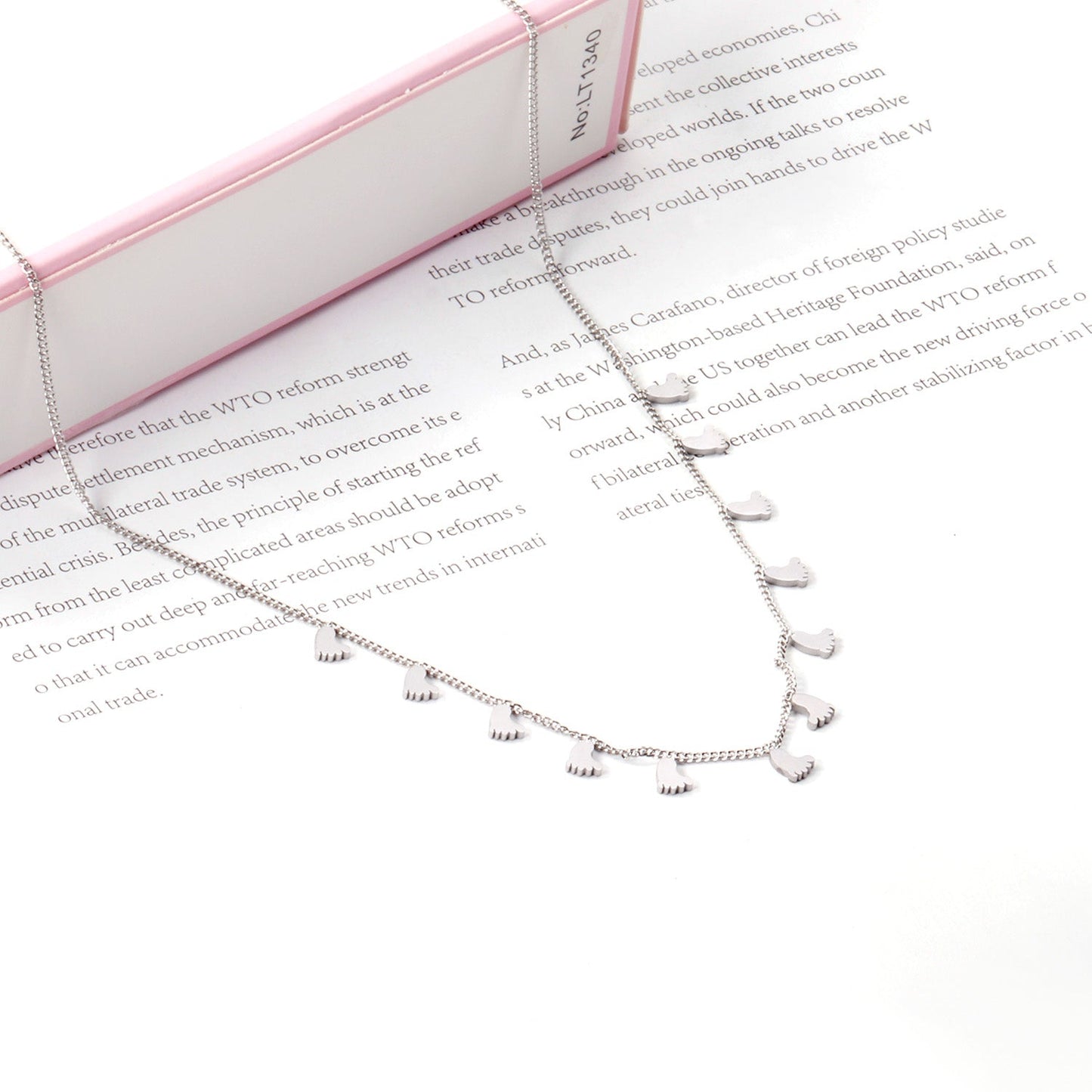 0.3 Side chain 40+5cm welded 12pcs 3.5*5mm foot necklaces in glossy color asonjewelry