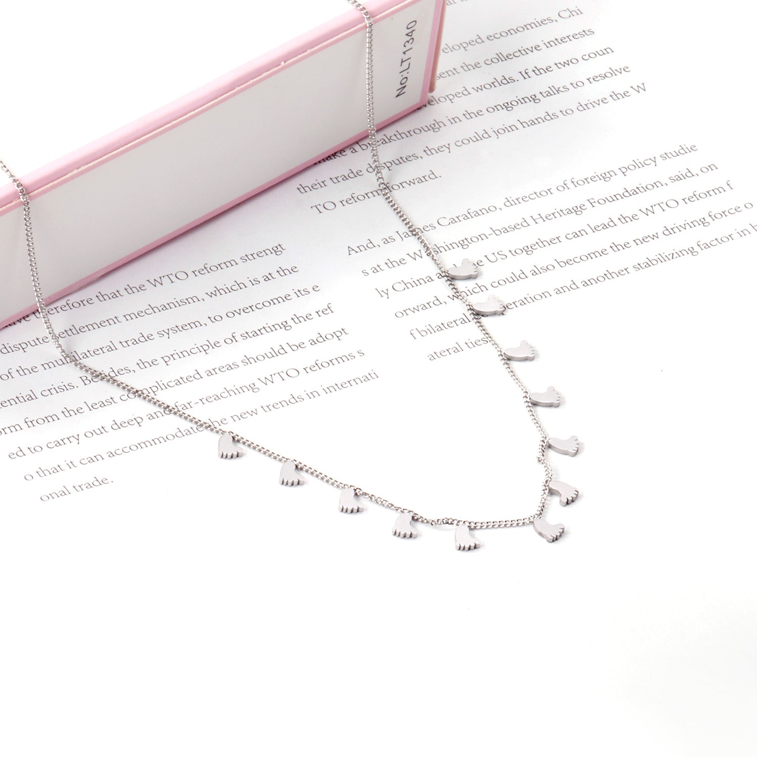 0.3 Side chain 40+5cm welded 12pcs 3.5*5mm foot necklaces in glossy color asonjewelry