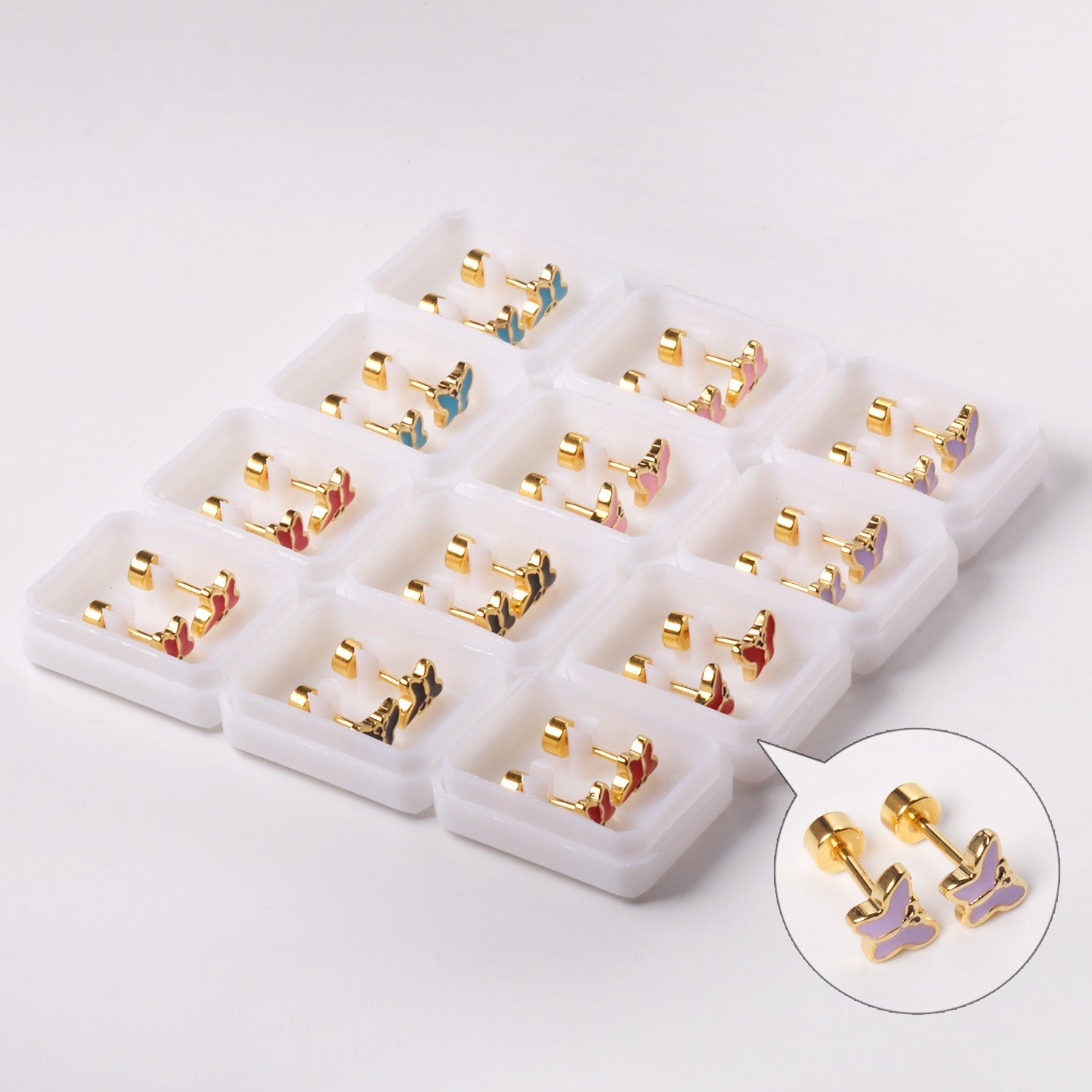 12 pairs 7.5mm*5.5mm Goldtone/Steel Mixed Color Screwback Earrings asonjewelry