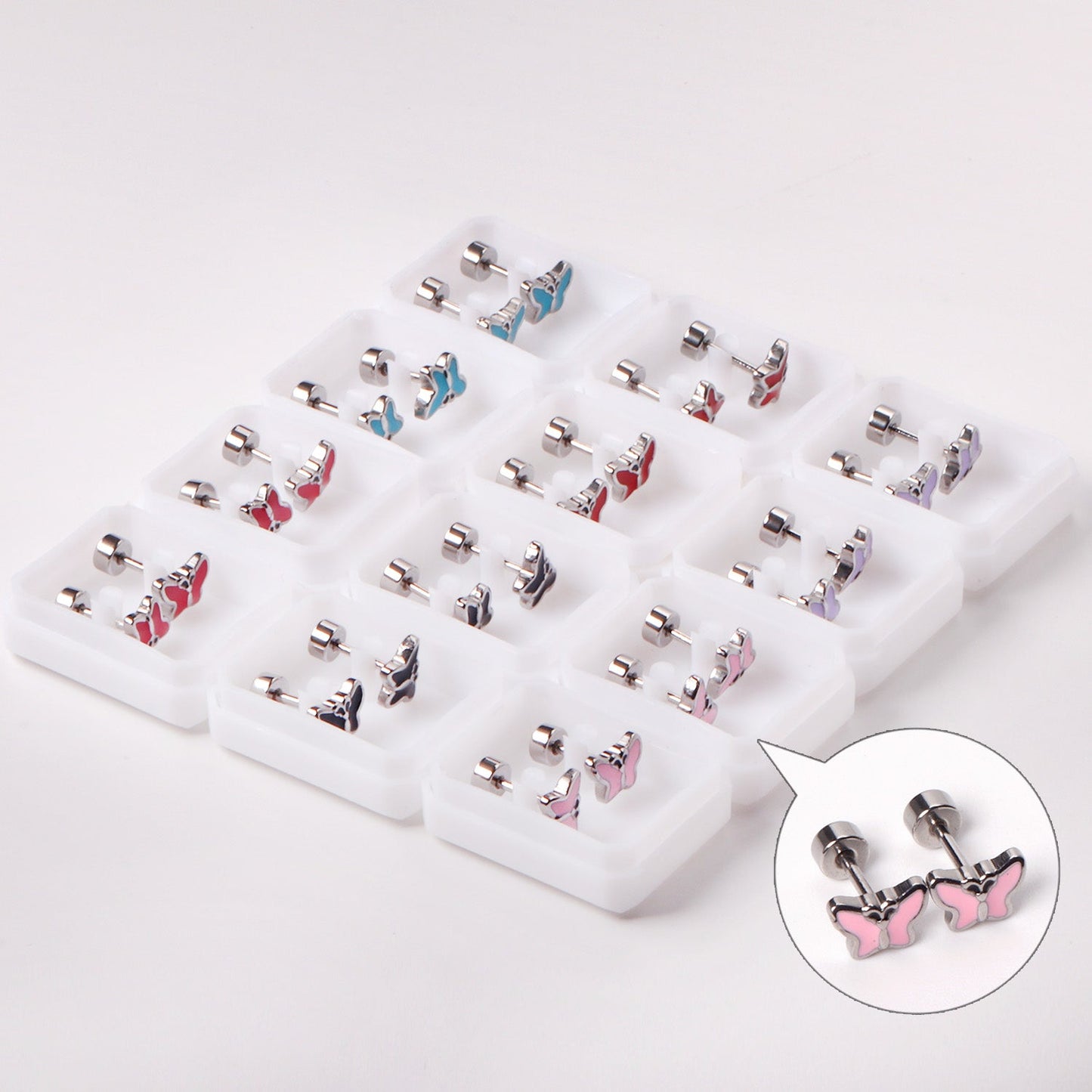 12 pairs 7.5mm*5.5mm Goldtone/Steel Mixed Color Screwback Earrings asonjewelry