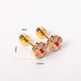 12 pairs 6.5mm Steel / Gold Flower Mixed Color Screwback Stud Earrings