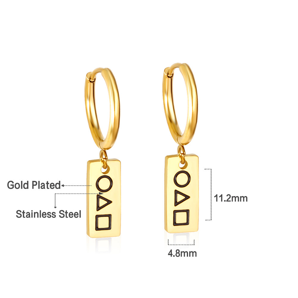 Squid Game Style Earrings + Rectangle Dangle Earrings asonjewelry