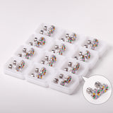 12 pairs 9mm Steel/Golden Flower Colorful/Dark Red Pat Plug Earrings