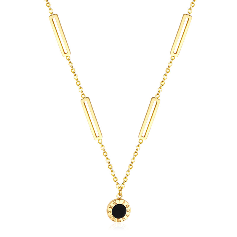 Black Shell Pendant Necklace 45+5cm