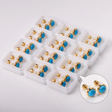 12 pairs 4mm/6mm/8mm Steel Color/Gold Turquoise Screwback Earrings