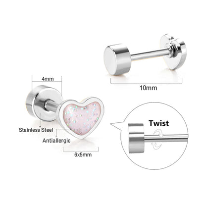 12 pairs 4mm round cake + 6 * 5mm peach drop glitter powder oil mix 6 colors earrings steel / gold asonjewelry