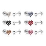 12 pairs 4mm round cake +6*5mm multi diamond peach heart mixed 6 colors earrings steel/golden