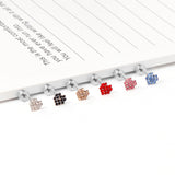 12 pairs 4mm round cake +6*5mm multi diamond peach heart mixed 6 colors earrings steel/golden