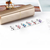 12 pairs 4mm round cake +8mm dragonfly mixed 6 colors earrings steel/golden