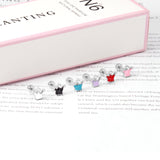 12 pairs 4mm round cake +8*7mm crown mix 6 colors studs steel/golden