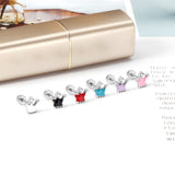 12 pairs 4mm round cake +8*7mm crown mix 6 colors studs steel/golden