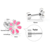 12 pairs of 4mm round cake + 8mm chrysanthemum mix 6 colors set of earrings steel / gold