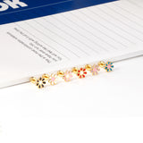 12 pairs of 4mm round cake + 8mm chrysanthemum mix 6 colors set of earrings steel / gold
