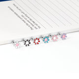 12 pairs of 4mm round cake + 8mm chrysanthemum mix 6 colors set of earrings steel / gold