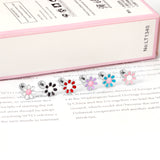 12 pairs of 4mm round cake + 8mm chrysanthemum mix 6 colors set of earrings steel / gold