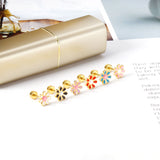 12 pairs of 4mm round cake + 8mm chrysanthemum mix 6 colors set of earrings steel / gold