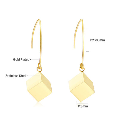 Small V Hook Closure Brushed Square 8mm Earrings asonjewelry