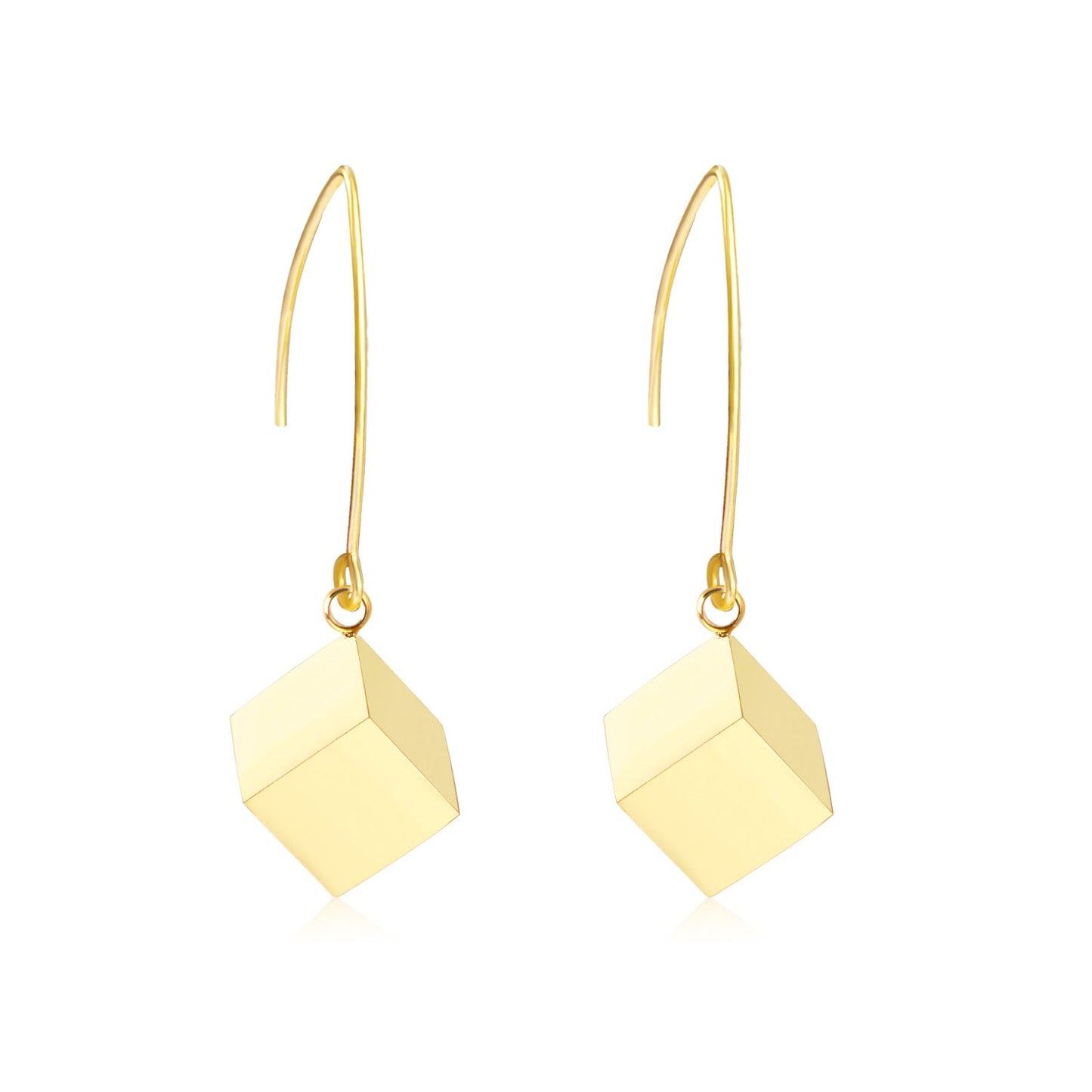 Small V Hook Closure Brushed Square 8mm Earrings asonjewelry