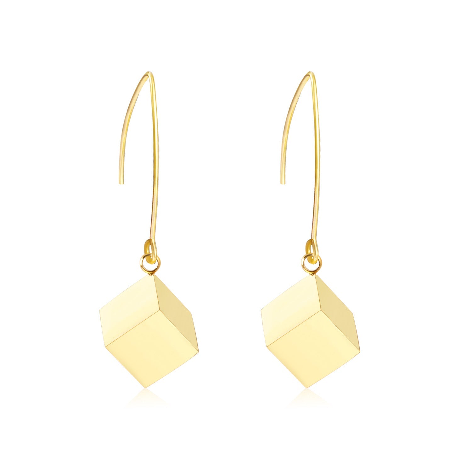 Small V Hook Closure Brushed Square 8mm Earrings asonjewelry