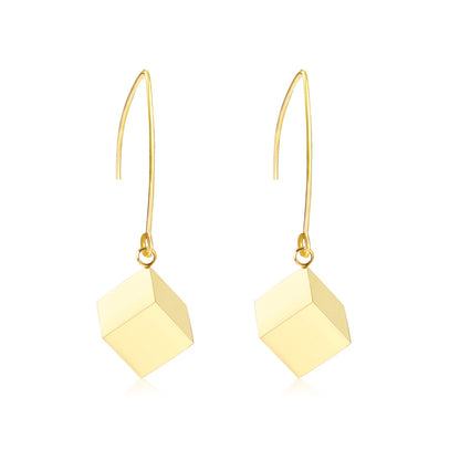 Small V Hook Closure Brushed Square 8mm Earrings asonjewelry