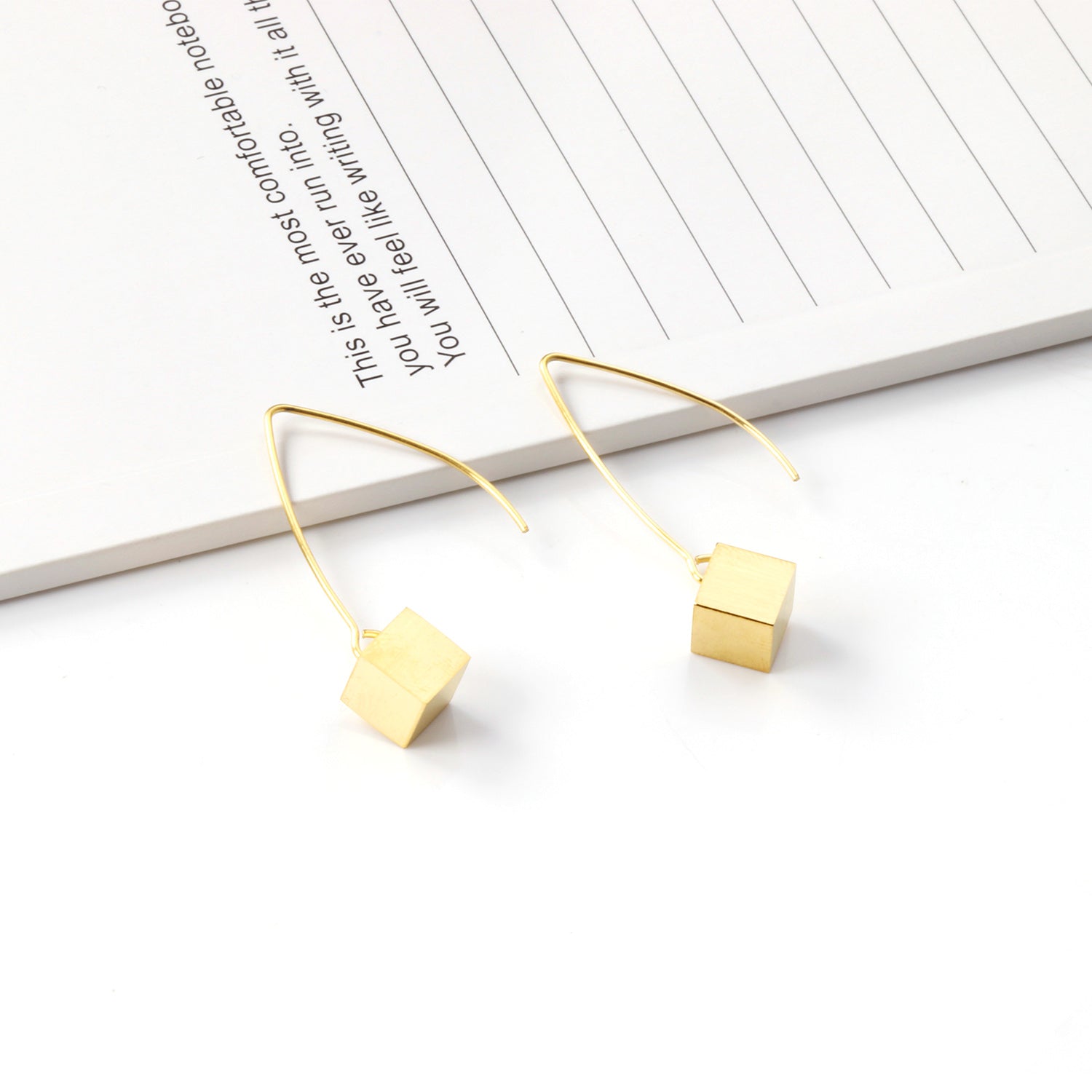 Small V Hook Closure Brushed Square 8mm Earrings asonjewelry