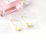Small V Hook Closure Brushed Square 8mm Earrings