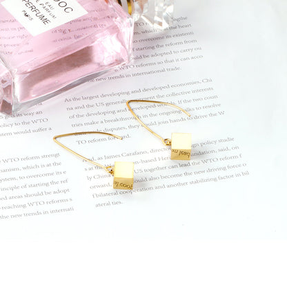 Small V Hook Closure Brushed Square 8mm Earrings asonjewelry