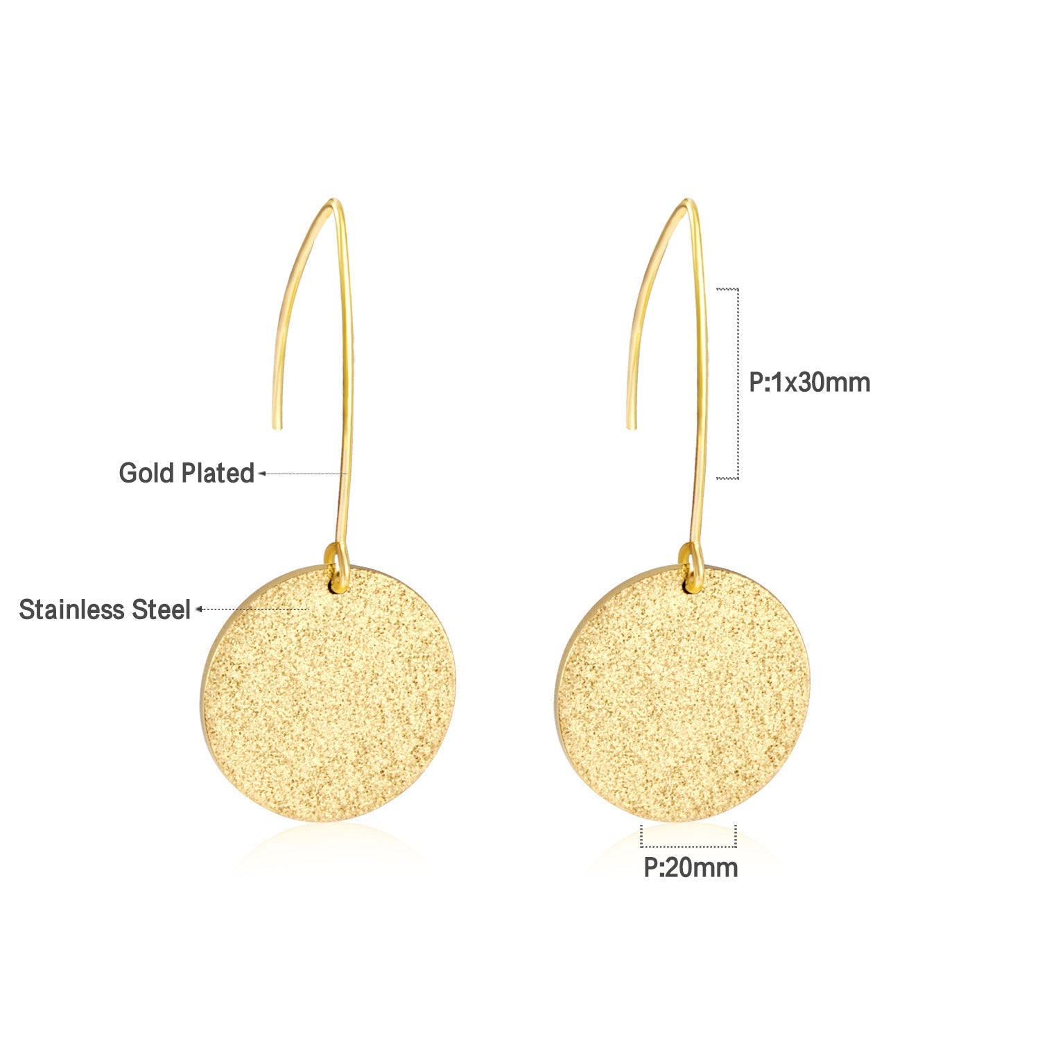 Small V-Shape Clasp Earrings with Round Embossed Sand Finish asonjewelry