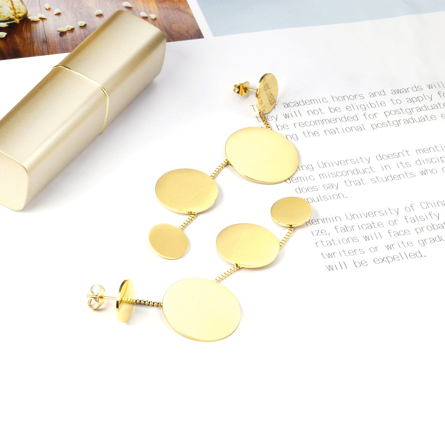 12+22+18+12mm round glossy earrings asonjewelry