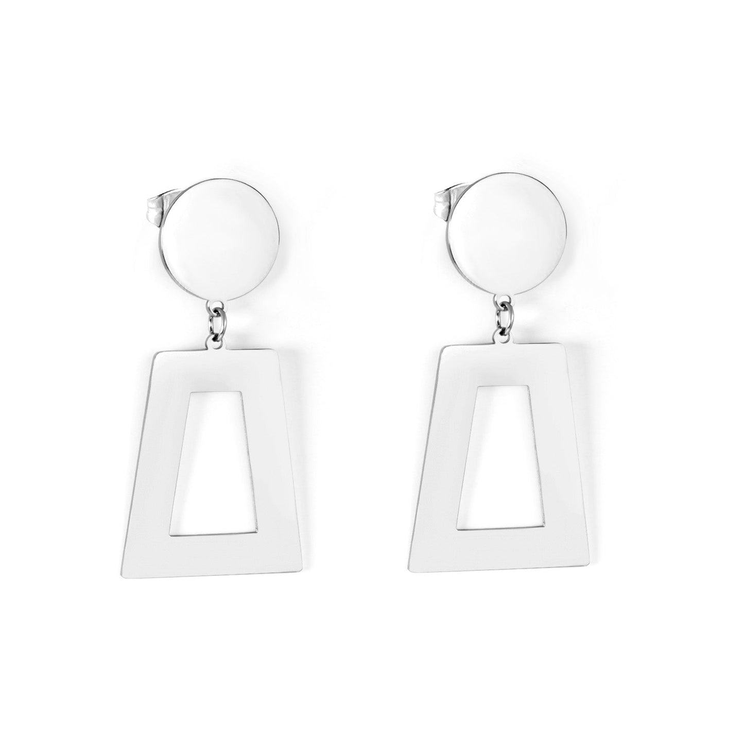 14mm Round + 21*26mm Trapezoidal Glossy Earrings asonjewelry