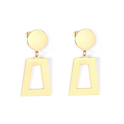 14mm Round + 21*26mm Trapezoidal Glossy Earrings asonjewelry