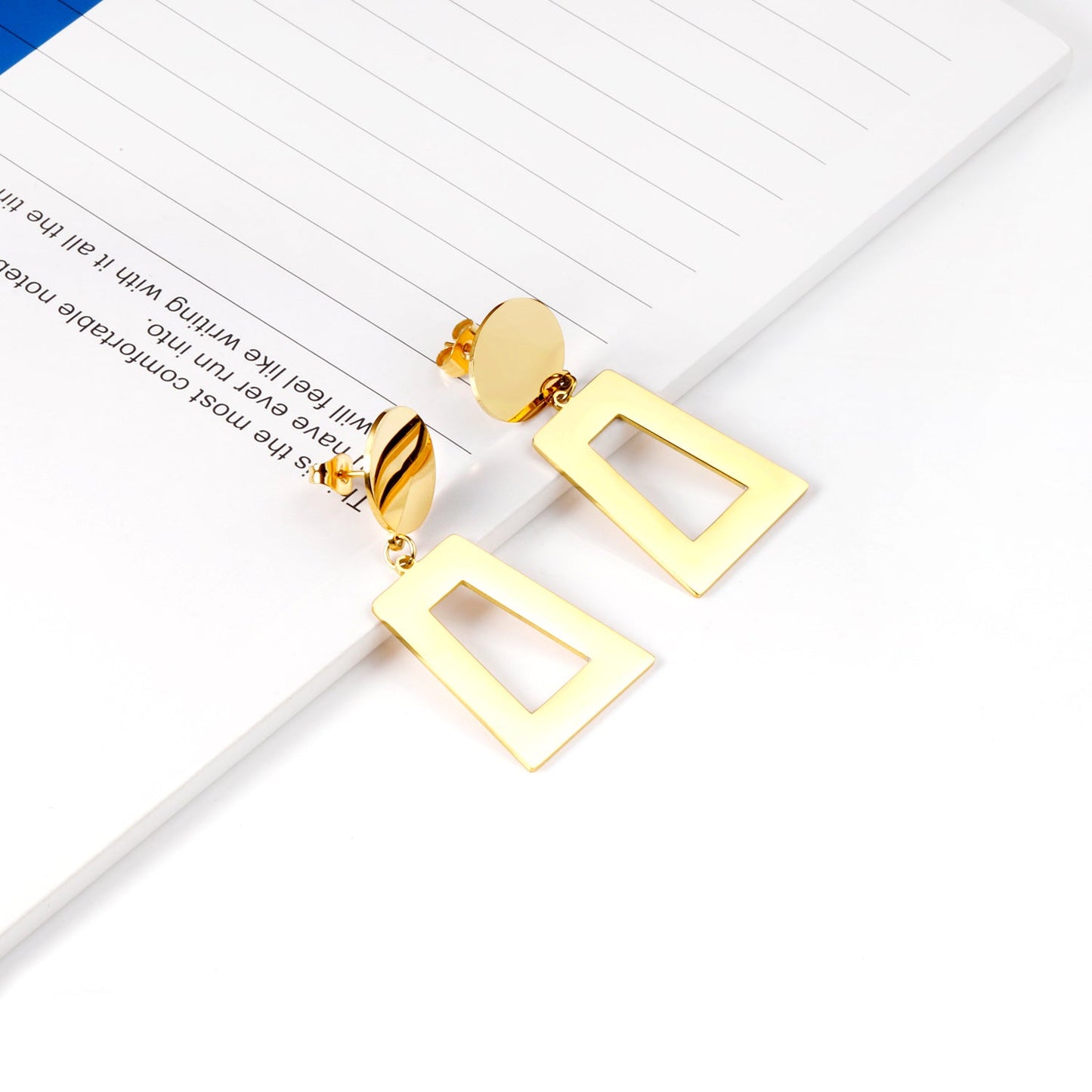 14mm Round + 21*26mm Trapezoidal Glossy Earrings asonjewelry