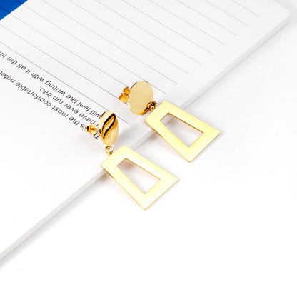 14mm Round + 21*26mm Trapezoidal Glossy Earrings asonjewelry