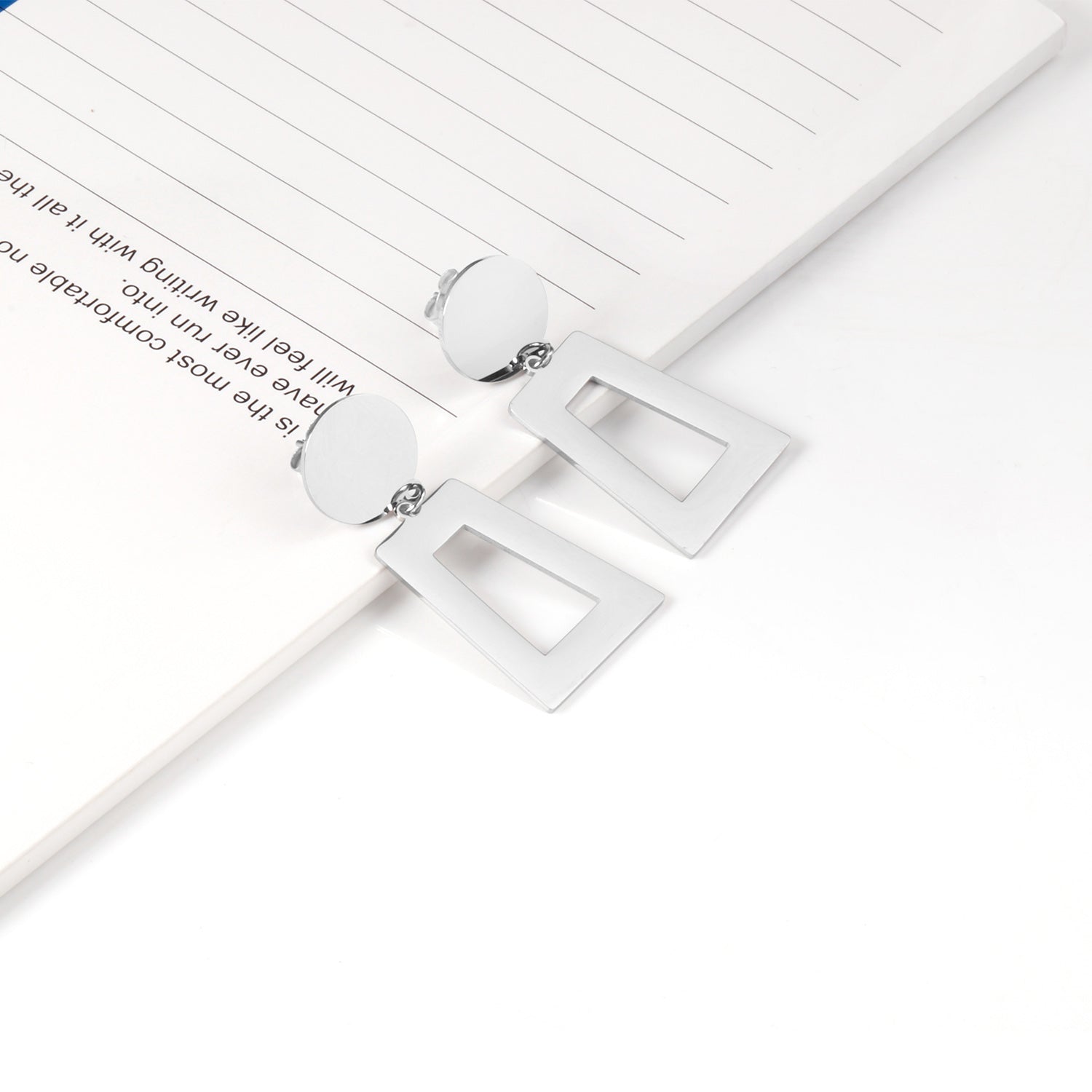 14mm Round + 21*26mm Trapezoidal Glossy Earrings asonjewelry