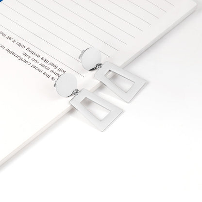 14mm Round + 21*26mm Trapezoidal Glossy Earrings asonjewelry