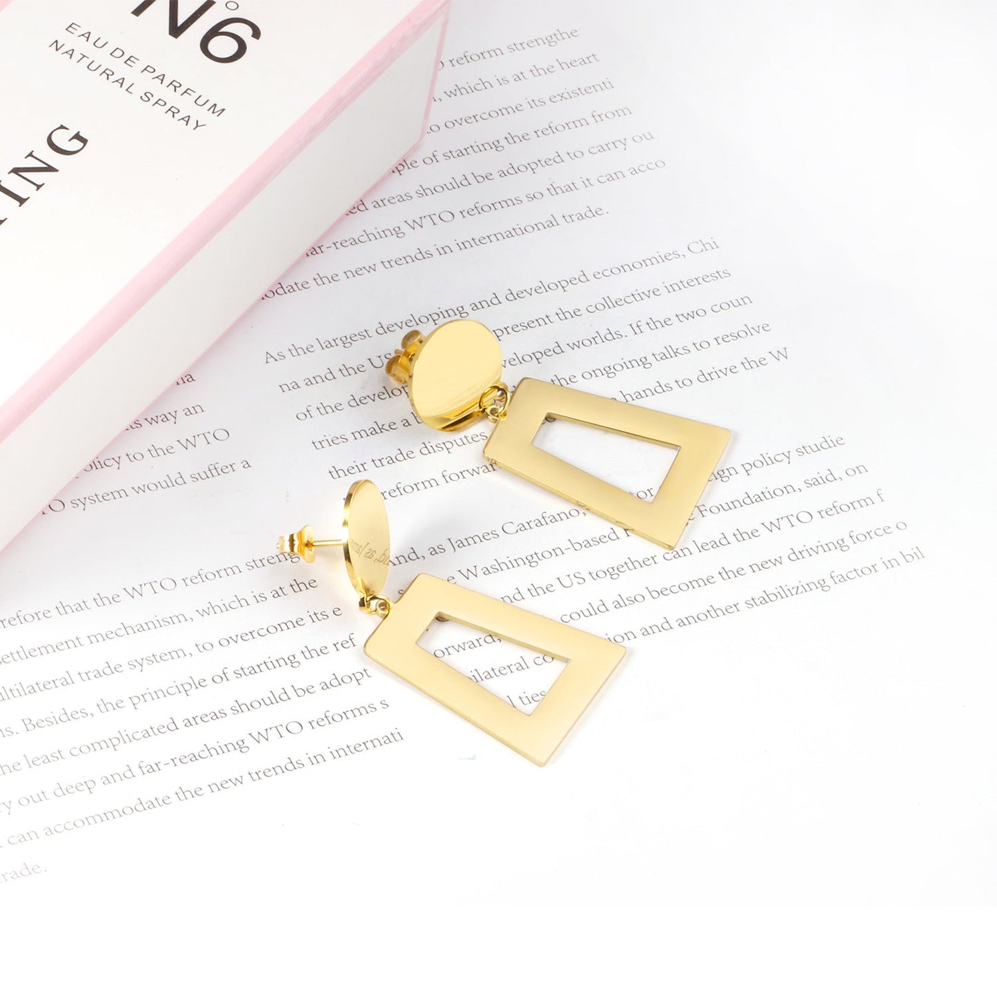 14mm Round + 21*26mm Trapezoidal Glossy Earrings asonjewelry