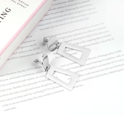 14mm Round + 21*26mm Trapezoidal Glossy Earrings asonjewelry