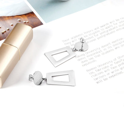 14mm Round + 21*26mm Trapezoidal Glossy Earrings asonjewelry