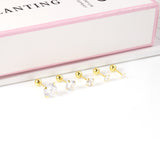 12 pairs 3mm/4mm/5mm/6mm/7mm/8mm gold/steel color four-grip round white diamond screw plugs