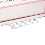 12 pairs 3mm/4mm/5mm/6mm/7mm/8mm gold/steel color four-grip round white diamond screw plugs