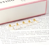 12 pairs 3mm/4mm/5mm/6mm/7mm/8mm gold/steel color four-grip round white diamond screw plugs