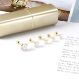 12 pairs 3mm/4mm/5mm/6mm/7mm/8mm gold/steel color four-grip round white diamond screw plugs