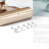 12 pairs 3mm/4mm/5mm/6mm/7mm/8mm gold/steel color four-grip round white diamond screw plugs