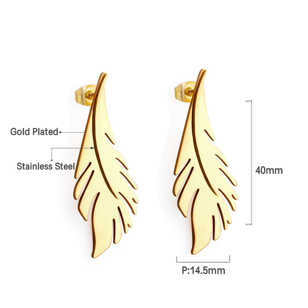 Leaf Stud Earrings Gold asonjewelry
