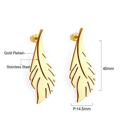Leaf Stud Earrings Gold asonjewelry
