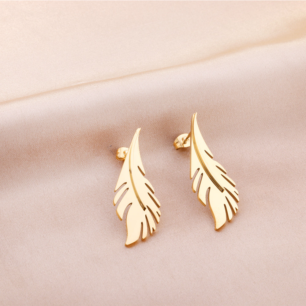 Leaf Stud Earrings Gold asonjewelry