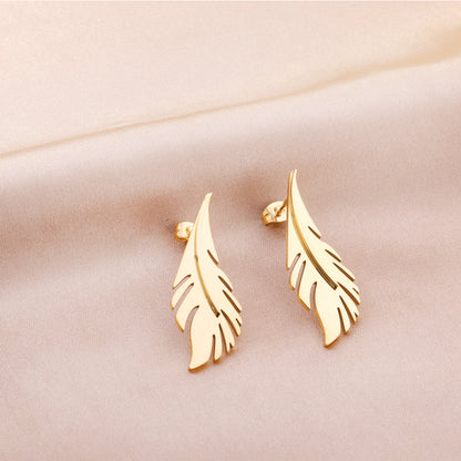 Leaf Stud Earrings Gold asonjewelry